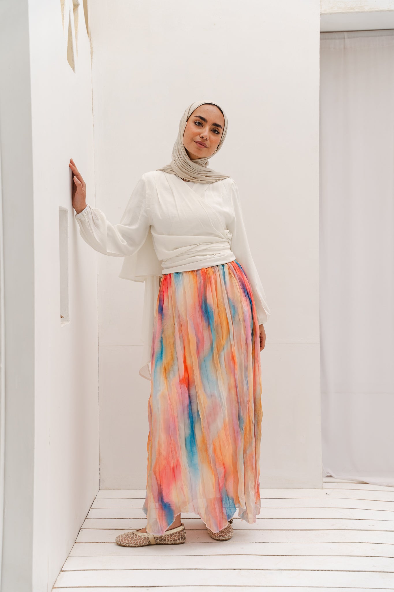 Peachy Sunset Asymmetric Skirt