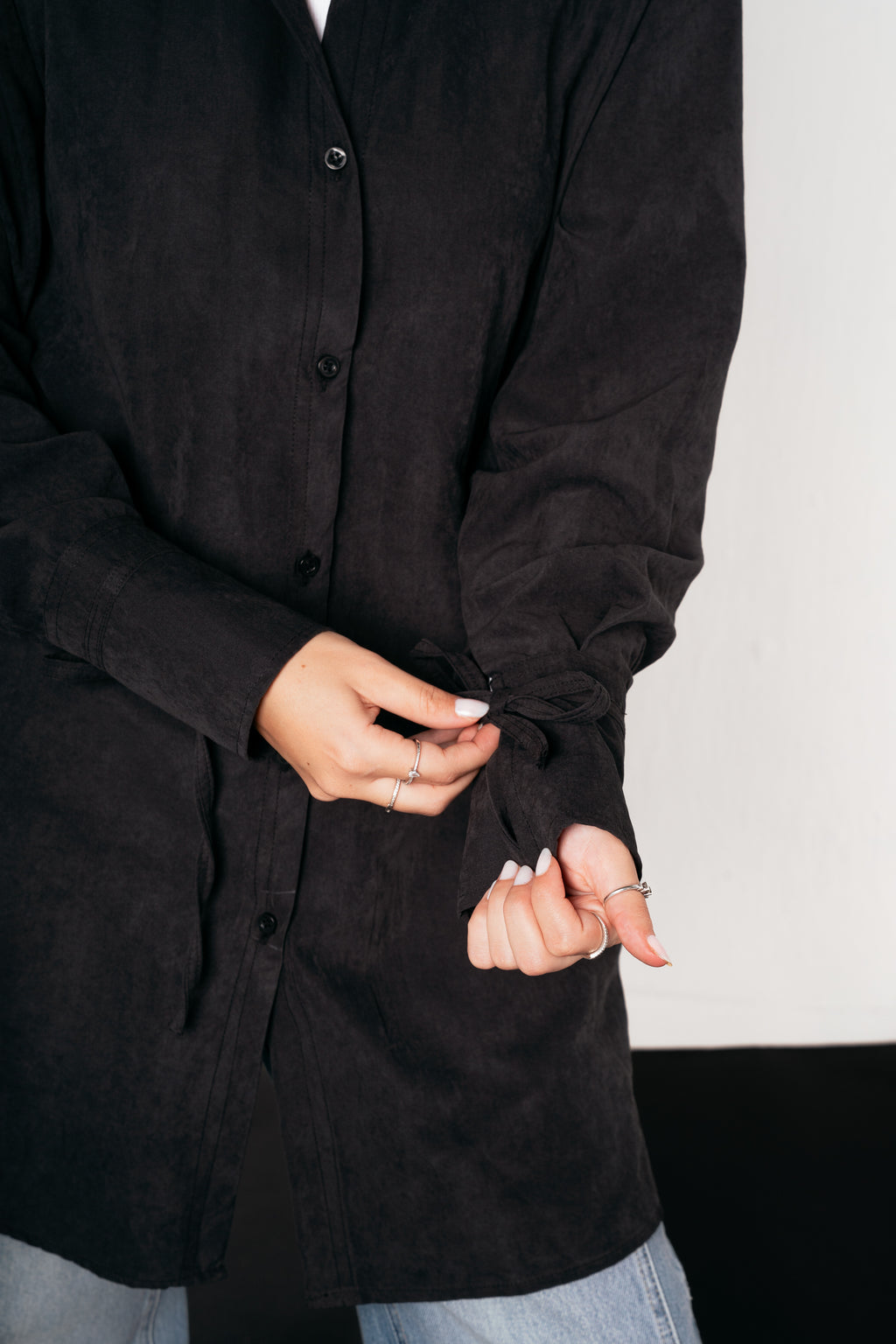 Behind Tie Shirt in Black