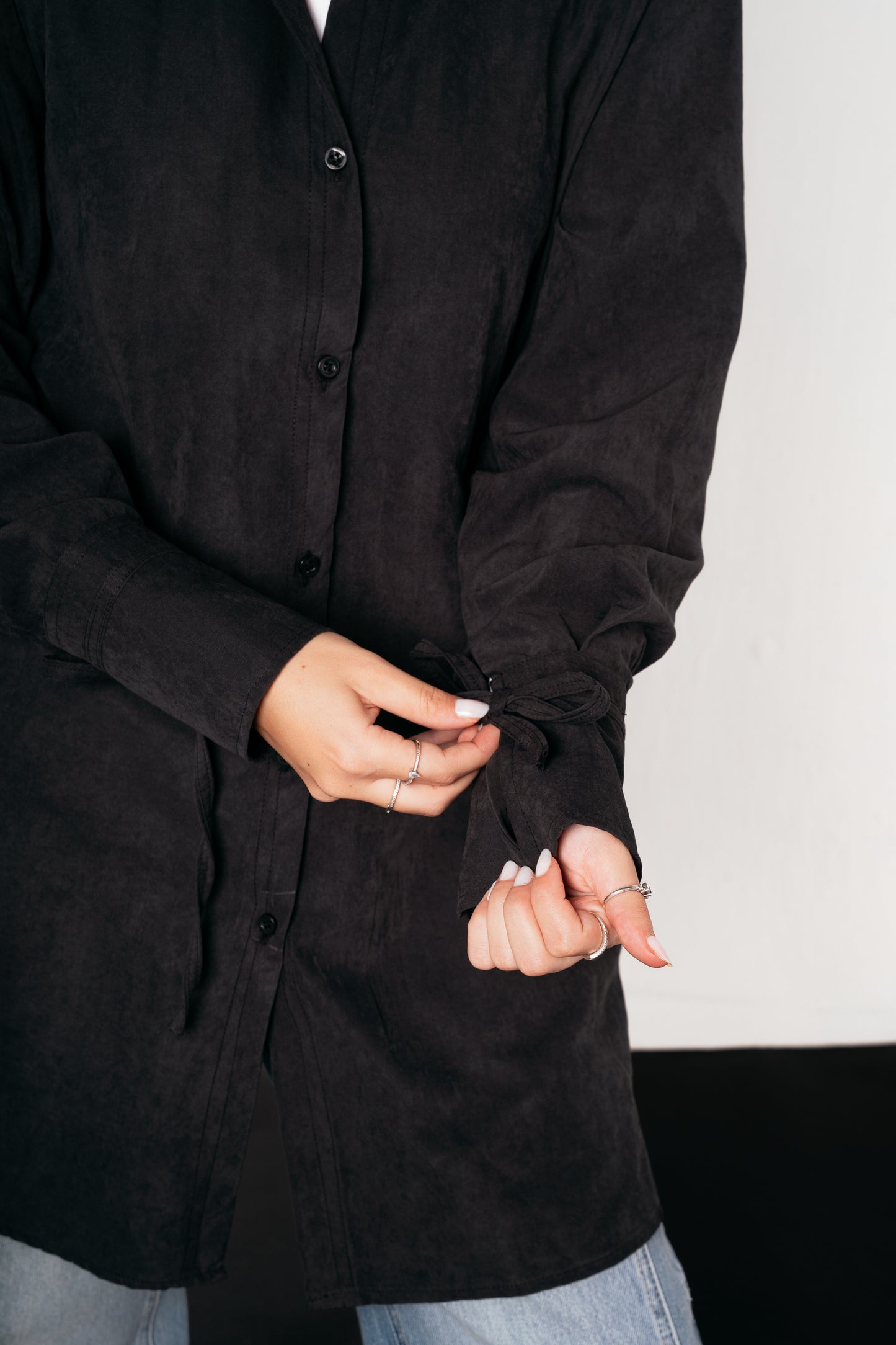 Behind Tie Shirt in Black