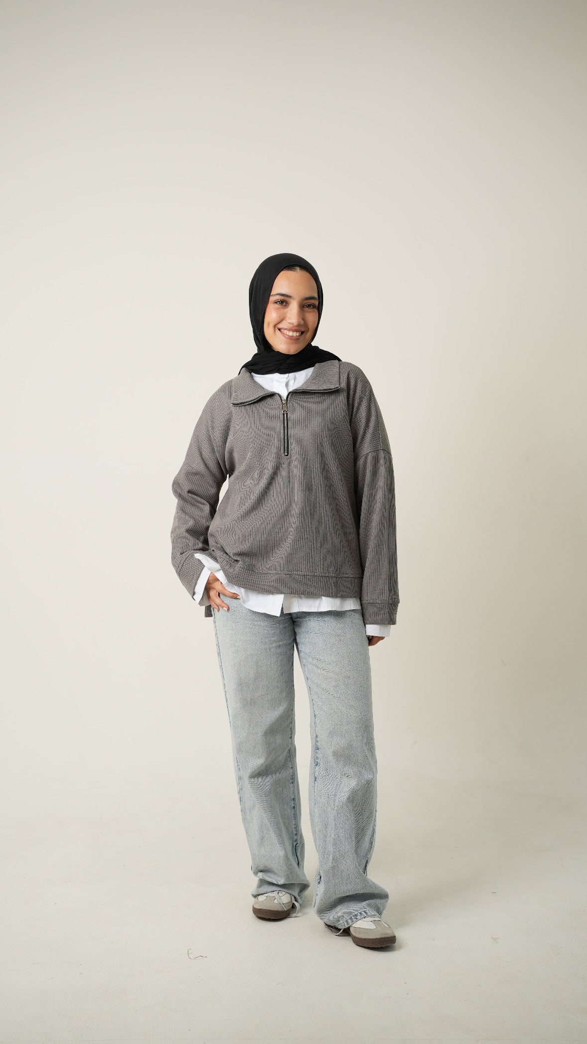 Zip-Up Sweater in Grey