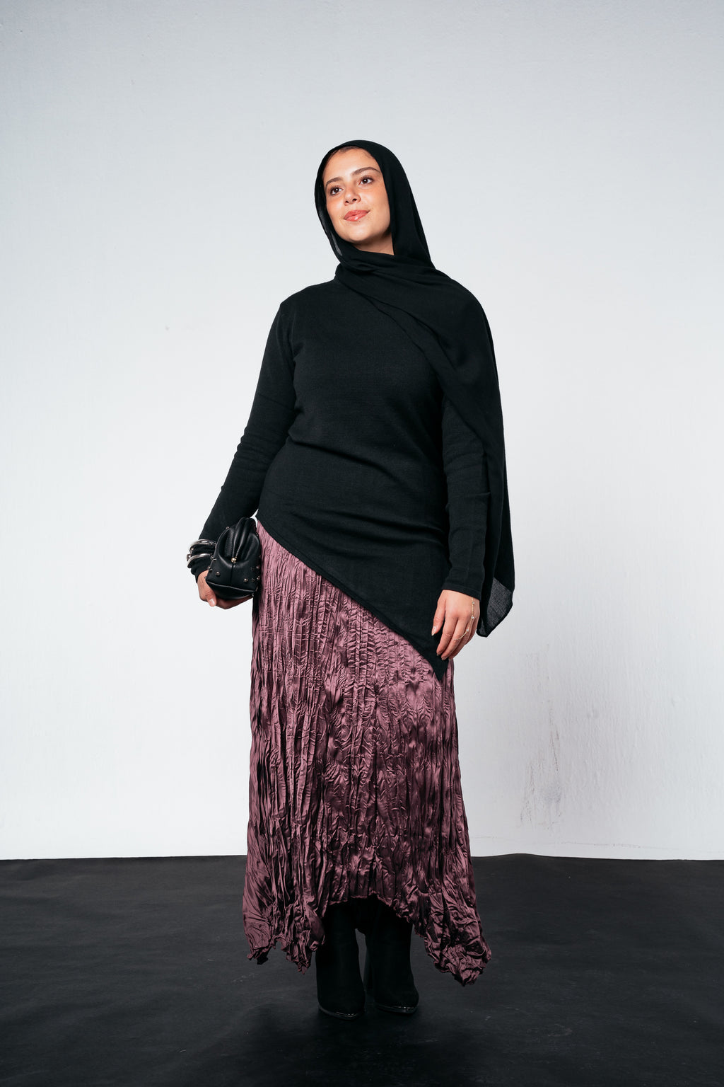 Anne Crushed skirt in Mauve wine