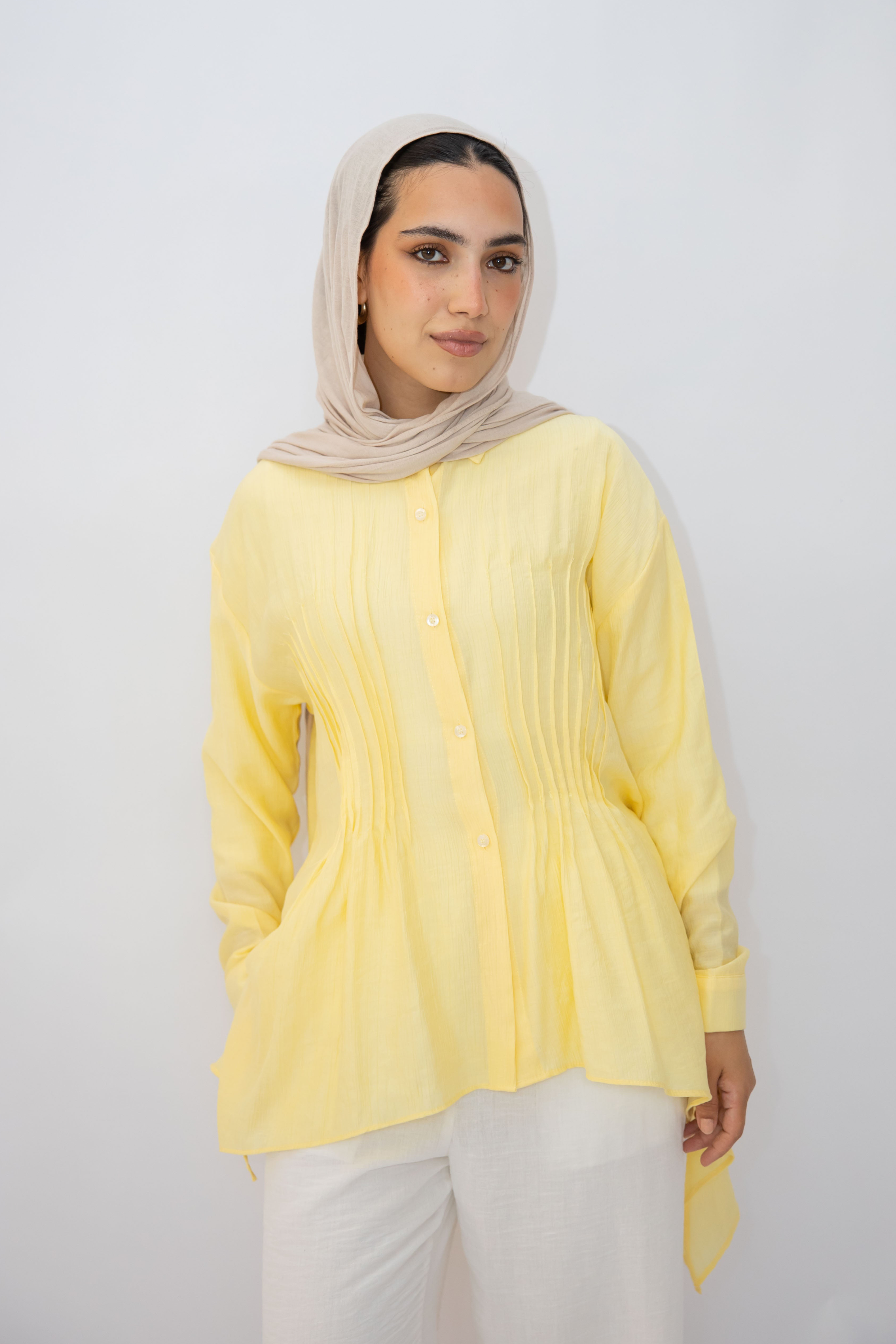 Pleat Lines top in Yellow