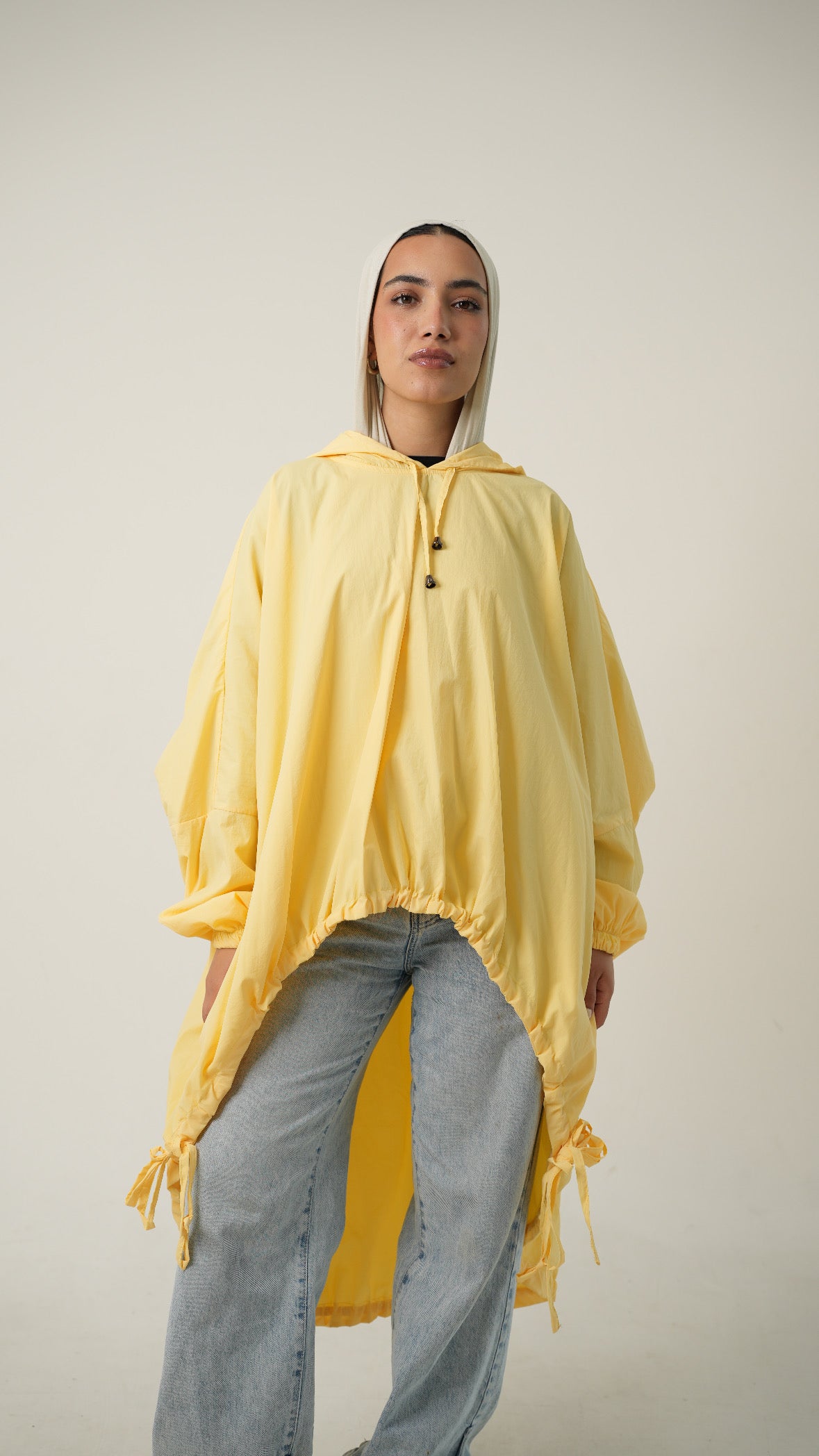 Hooded Waterproof jacket in butter yellow