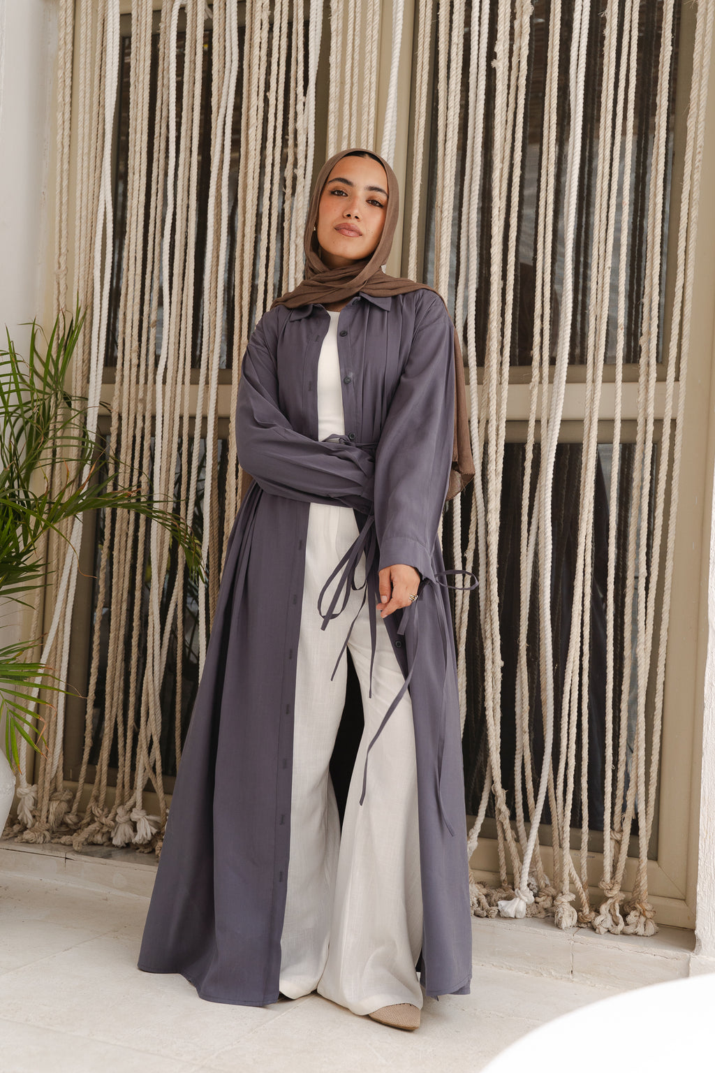 Golden Wave Shirt Dress in Steel Blue