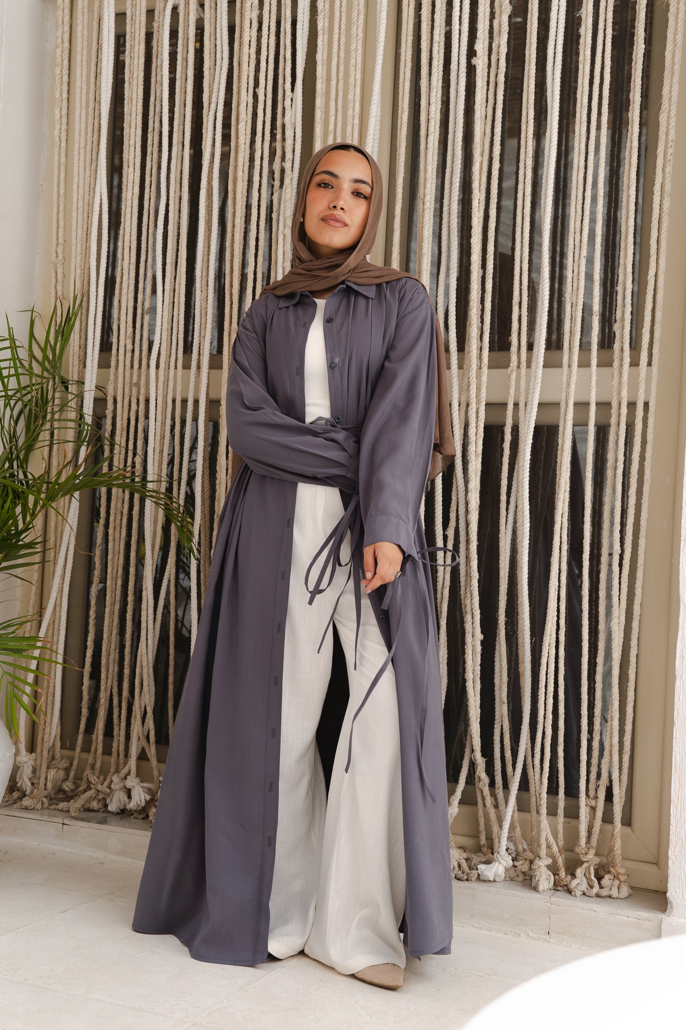Golden Wave Shirt Dress in Steel Blue