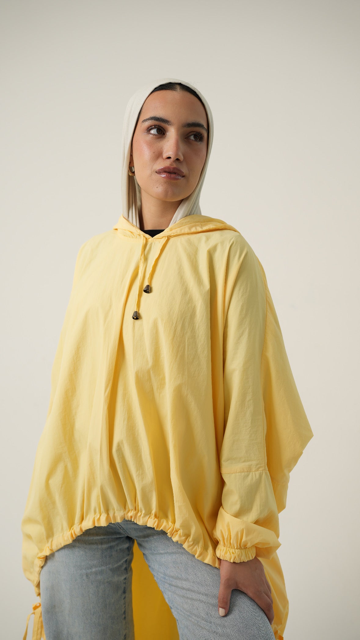 Hooded Waterproof jacket in butter yellow