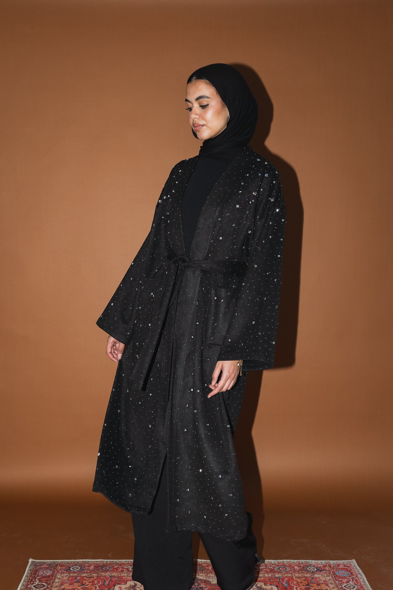 Milky way Stone Cardigan in Black