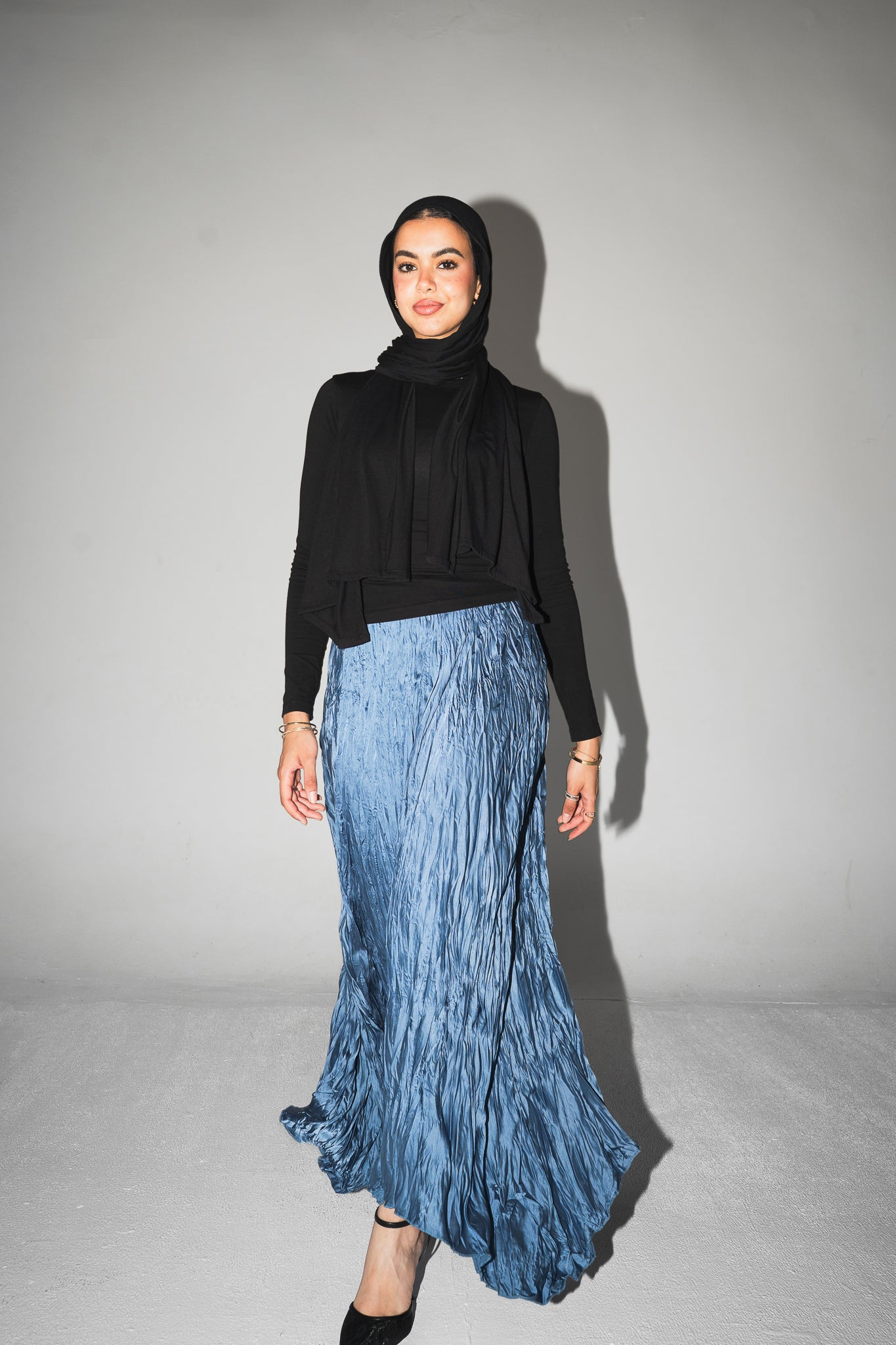 Anne Crushed skirt in Azure blue