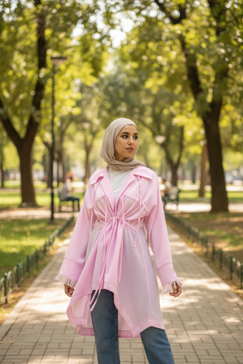 Linen kimono in Candy