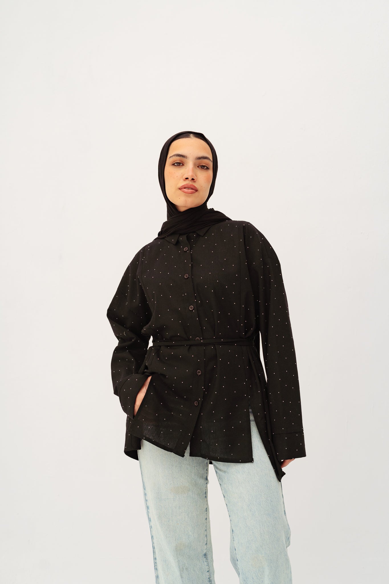 Studded Glam shirt in black