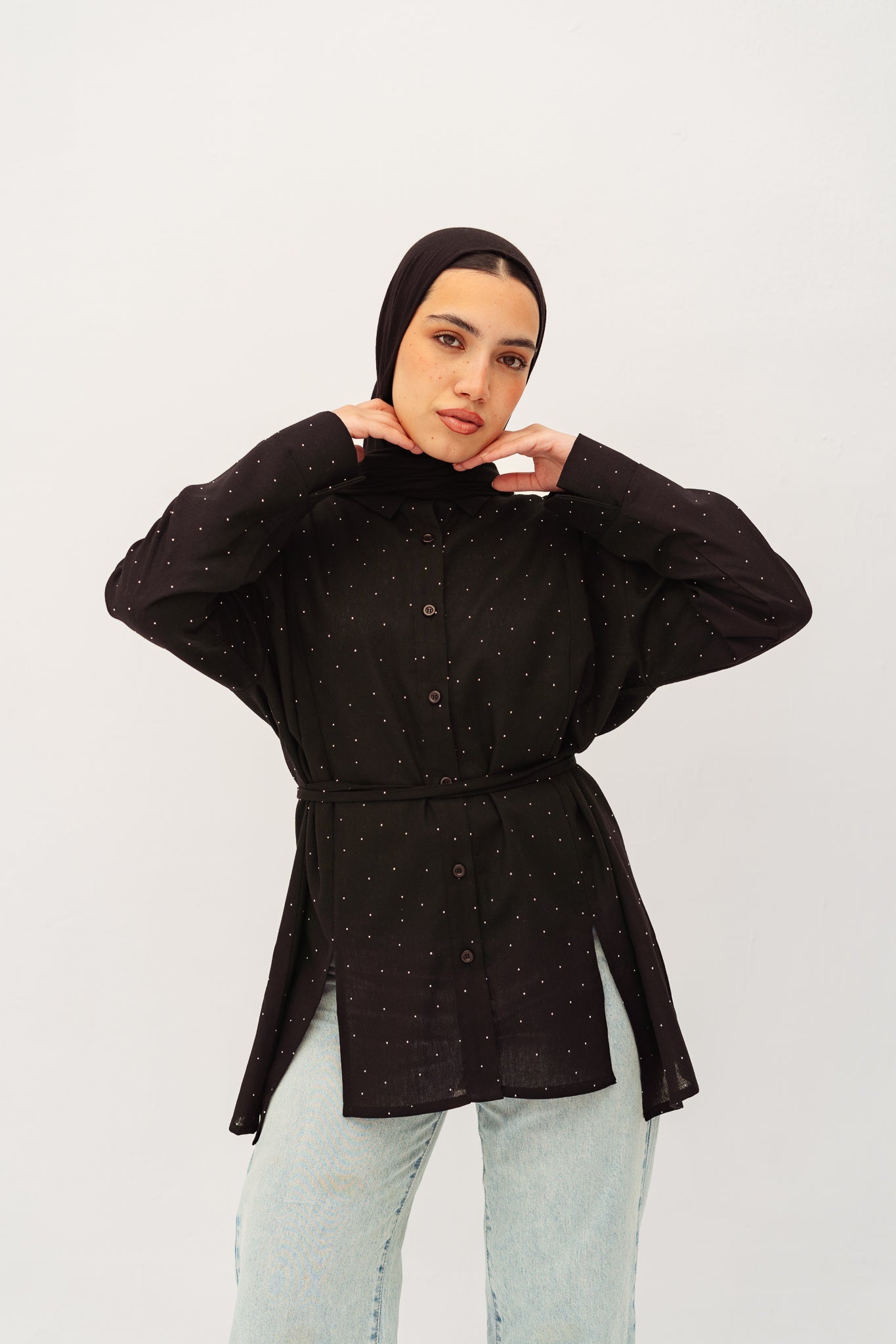 Studded Glam shirt in black