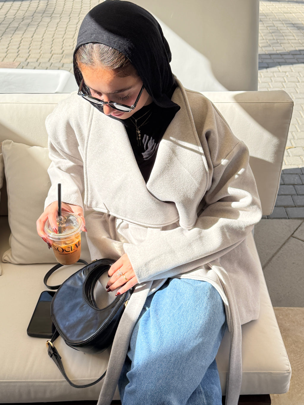 The Wrap Grace Coat in Greige