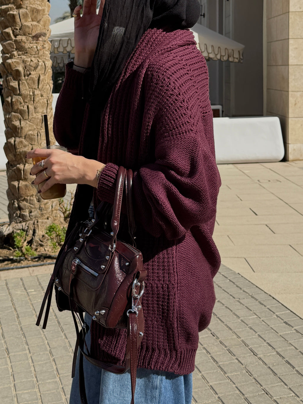 The Warm Hug Knit Cardigan in Burgundy