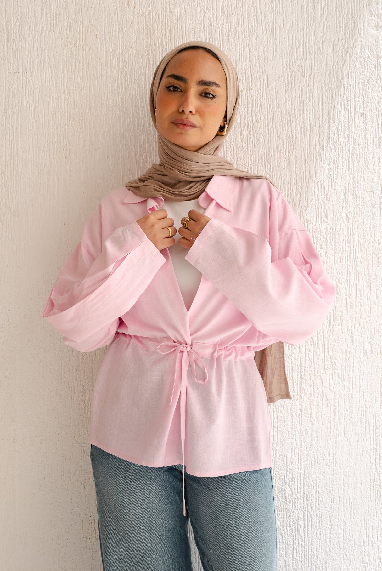 Slay You Girl Linen Top in Rose
