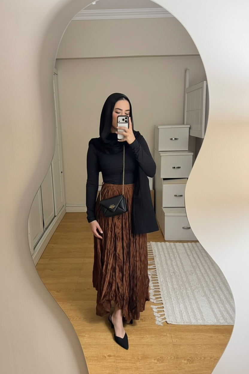 Anne Crushed skirt in Brown