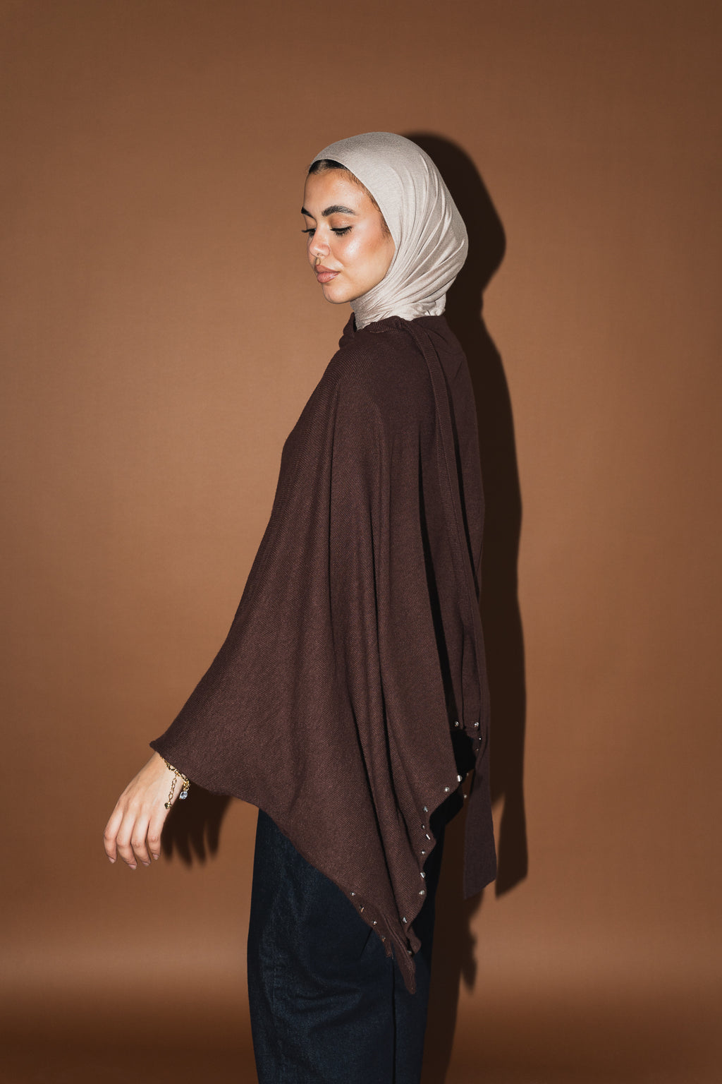 Studded Stardust Cape in Brown
