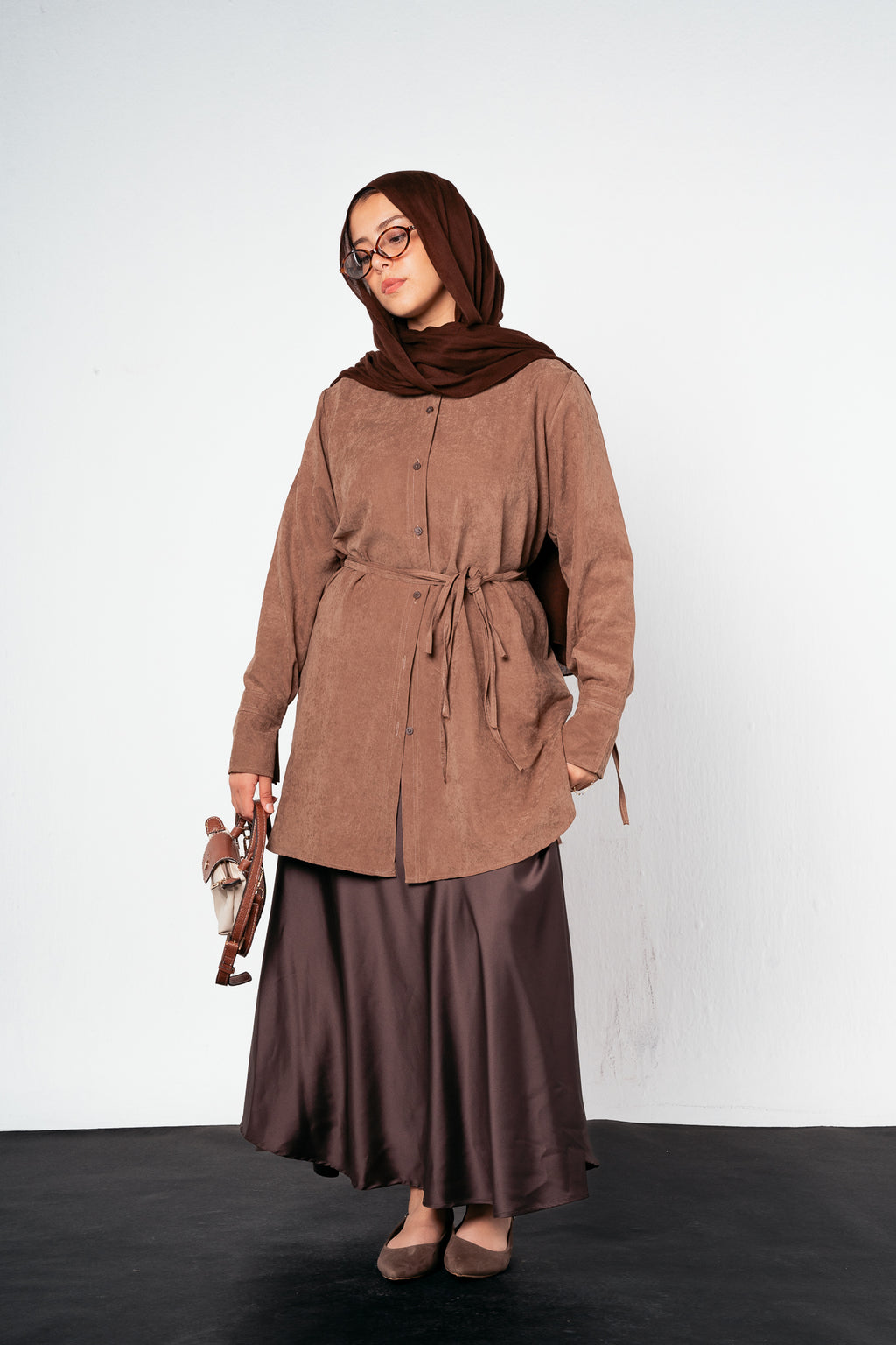 Behind Tie Shirt in Brown