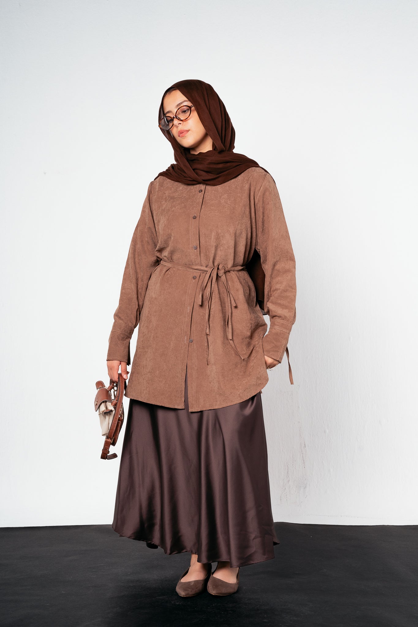 Behind Tie Shirt in Brown