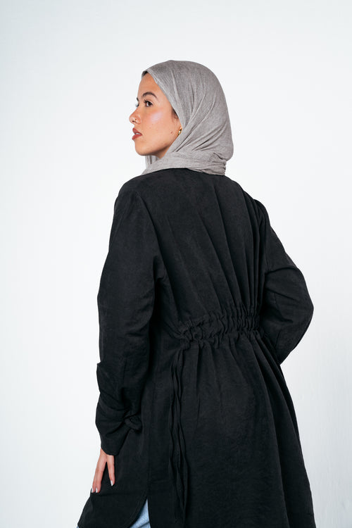 Behind Tie Shirt in Black