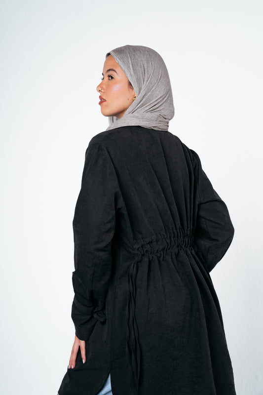 Behind Tie Shirt in Black