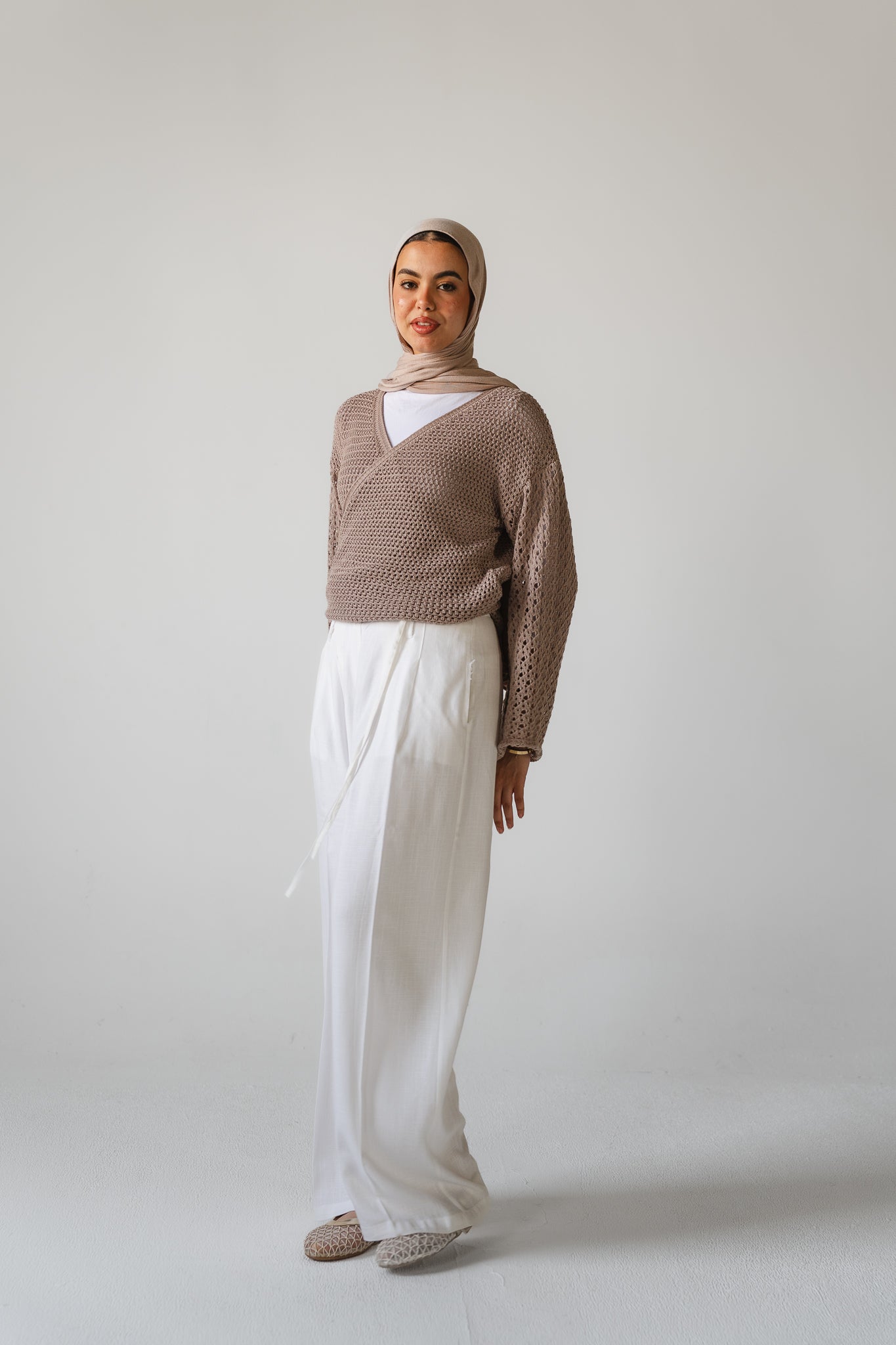 Seashell Wrap Top in Cafe