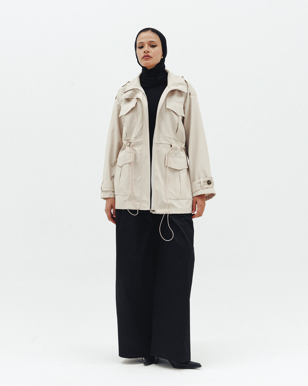 The Drawstring Jacket in Beige