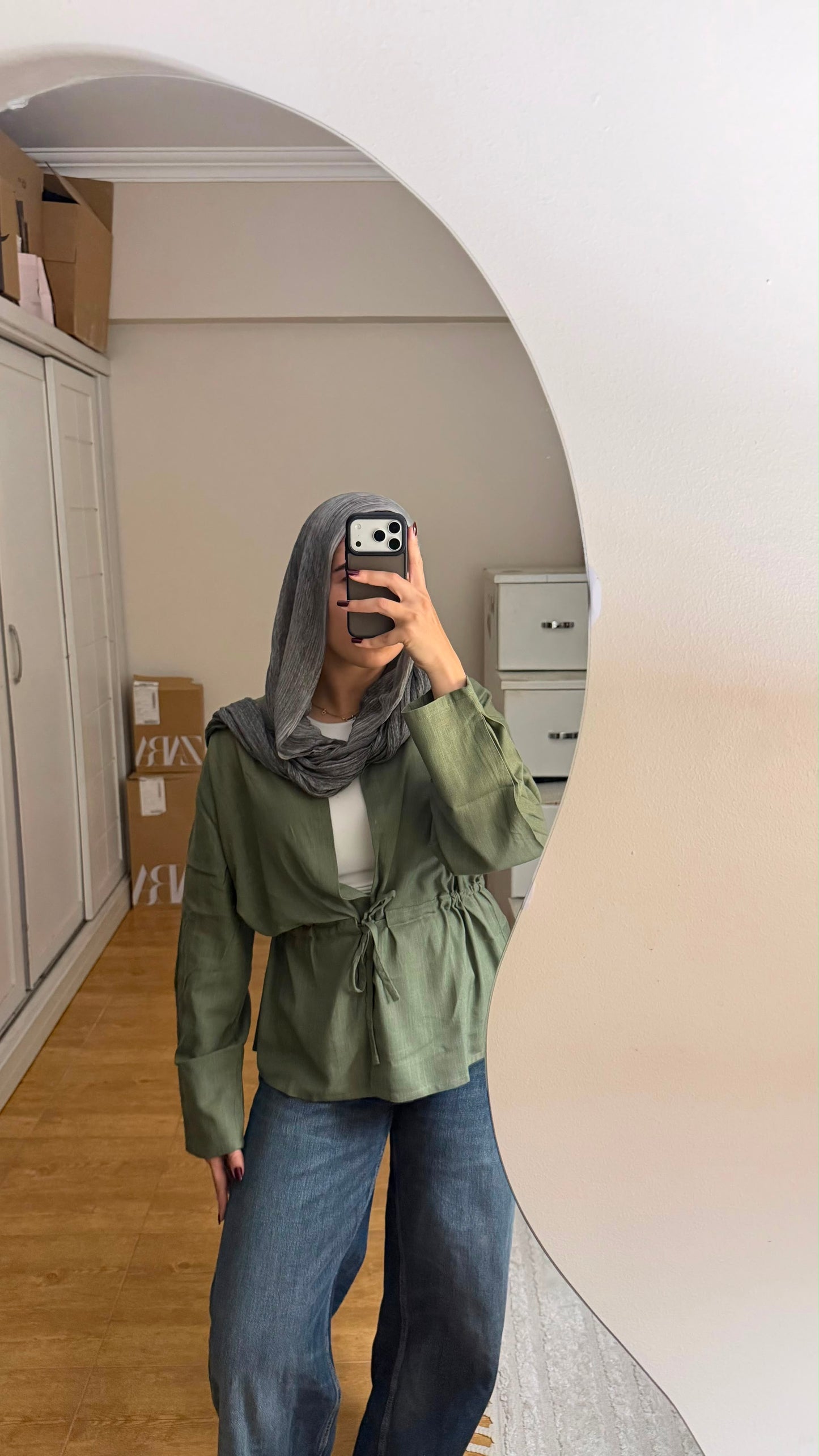 Slay You Girl Linen Top in Olive