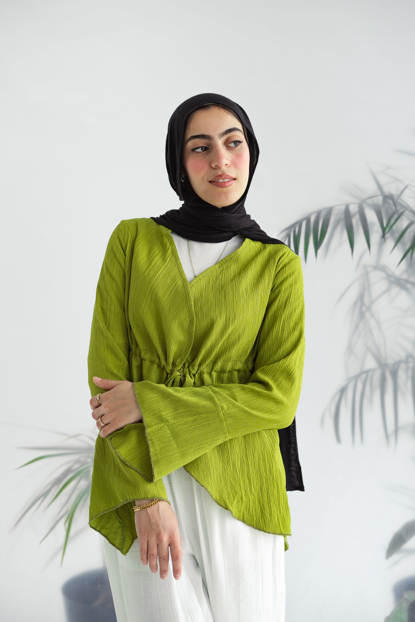 Long celine top in Dark lime