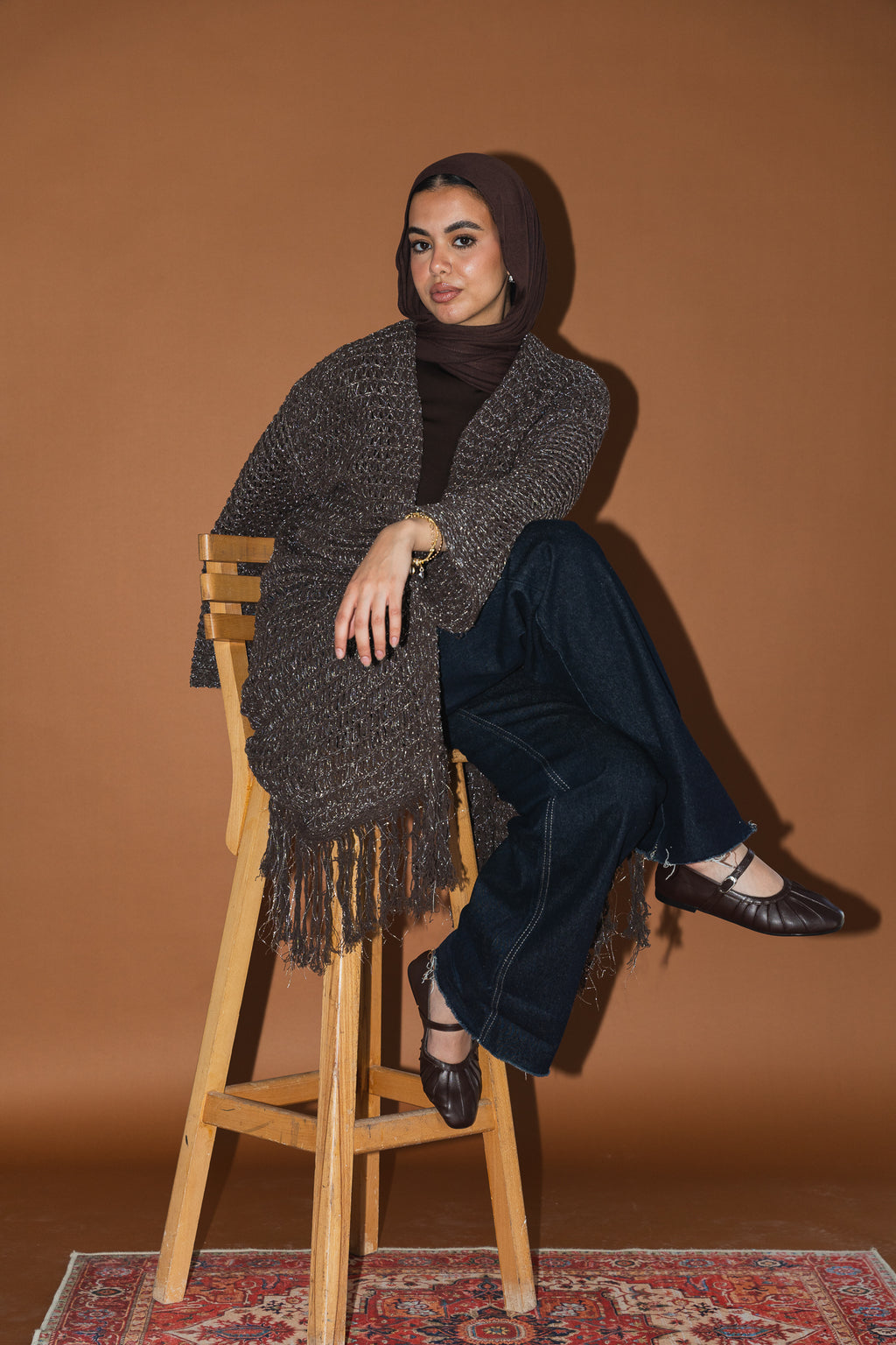 Threads of Charm Cardigan in Shimmer Brown