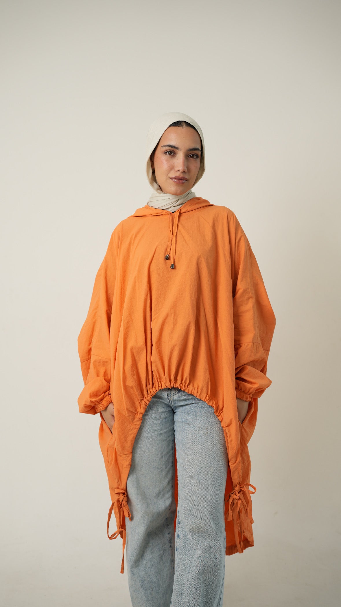 Hooded Waterproof jacket in pumpkin