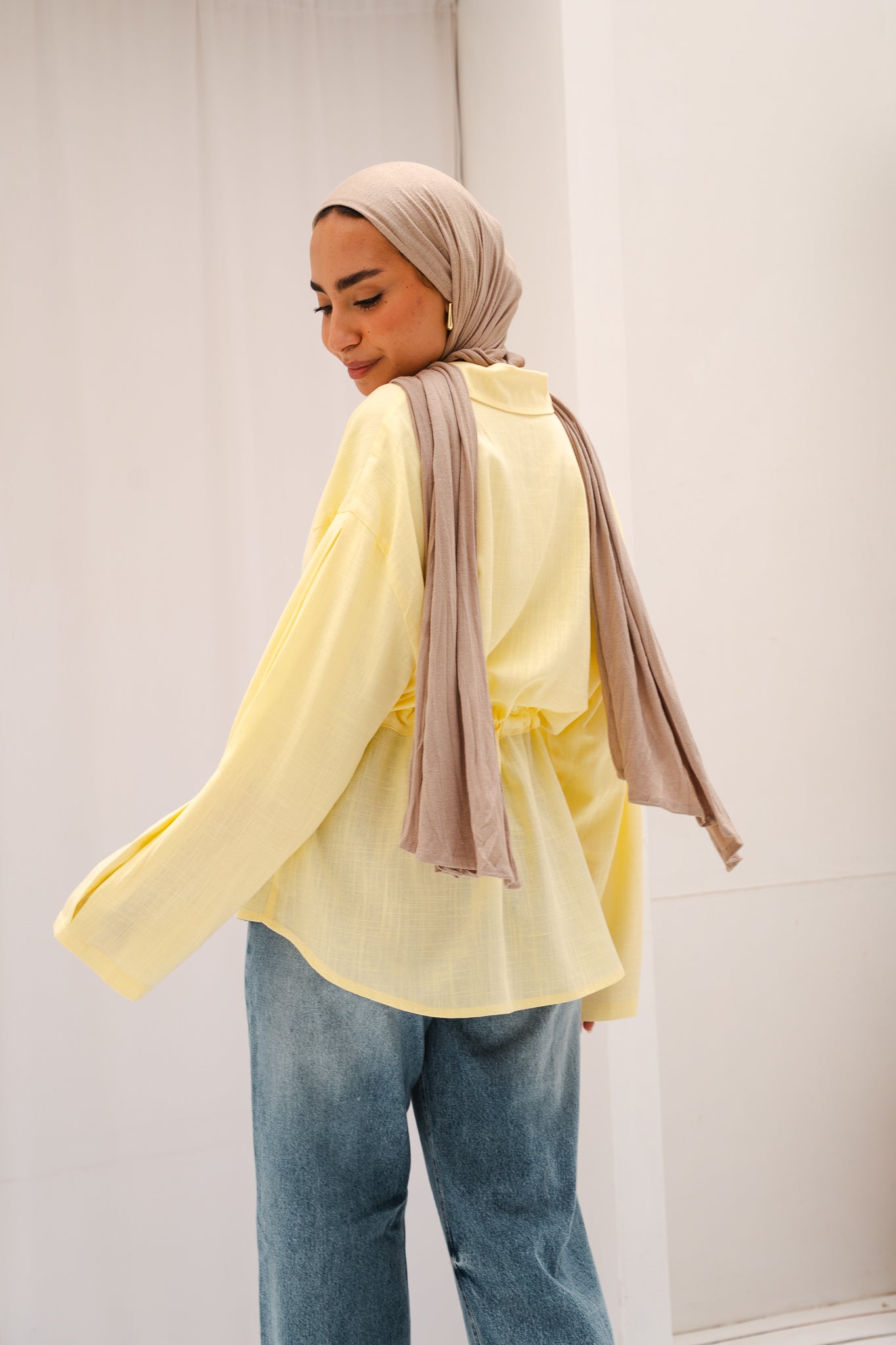 Slay You Girl Linen Top in Yellow