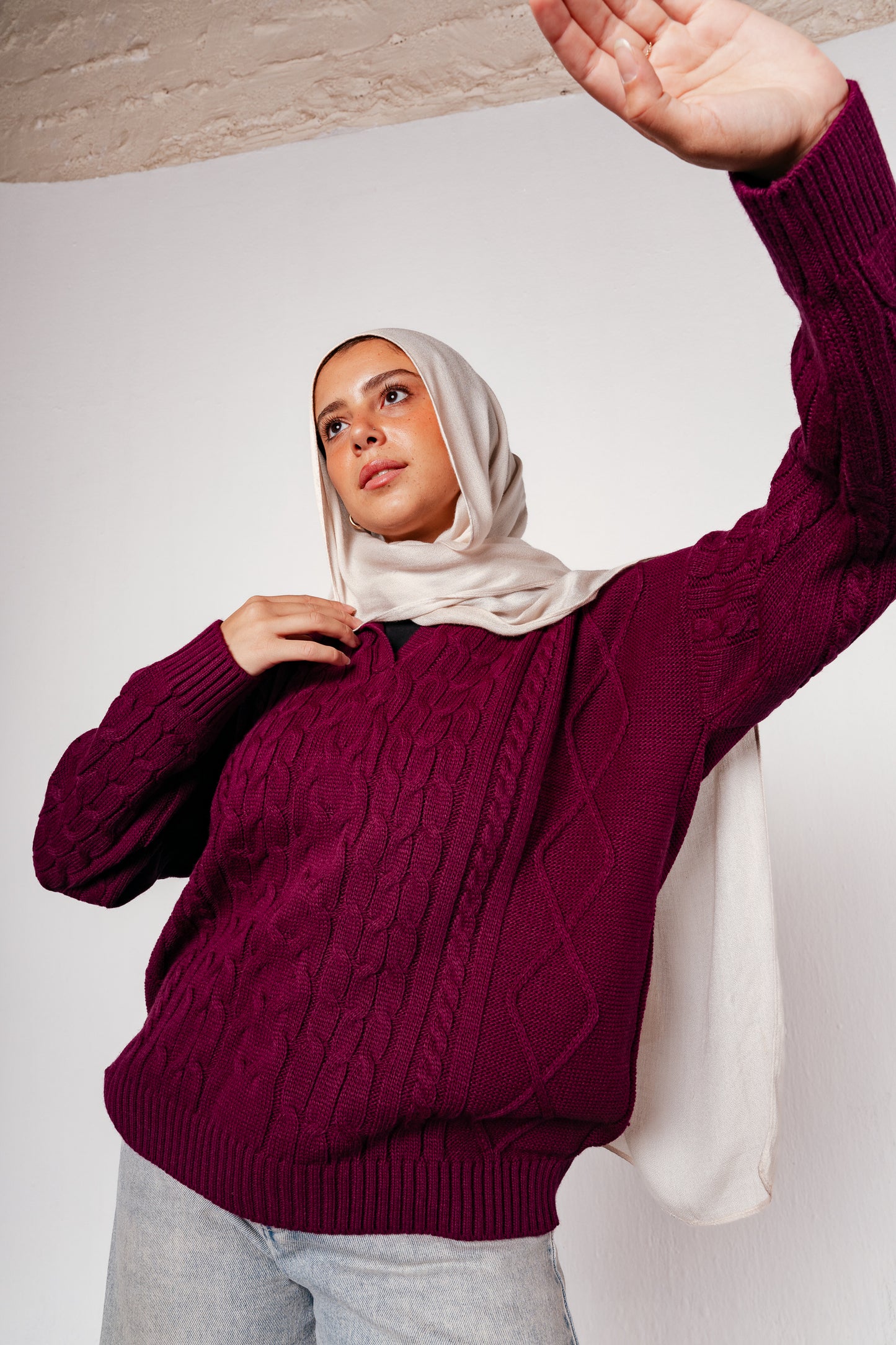 Knit Heaven Pullover in Raspberry