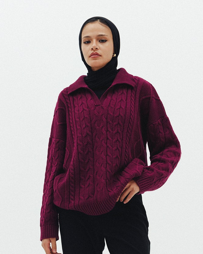 Knit Heaven Pullover in Raspberry