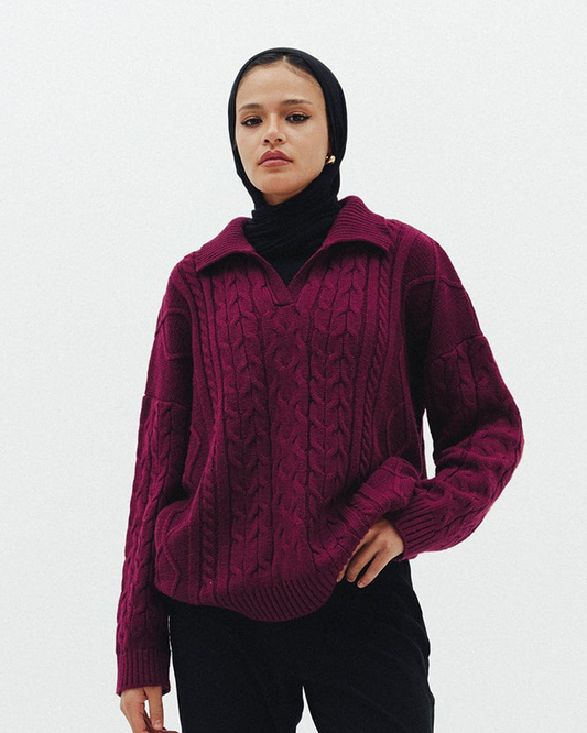 Knit Heaven Pullover in Raspberry