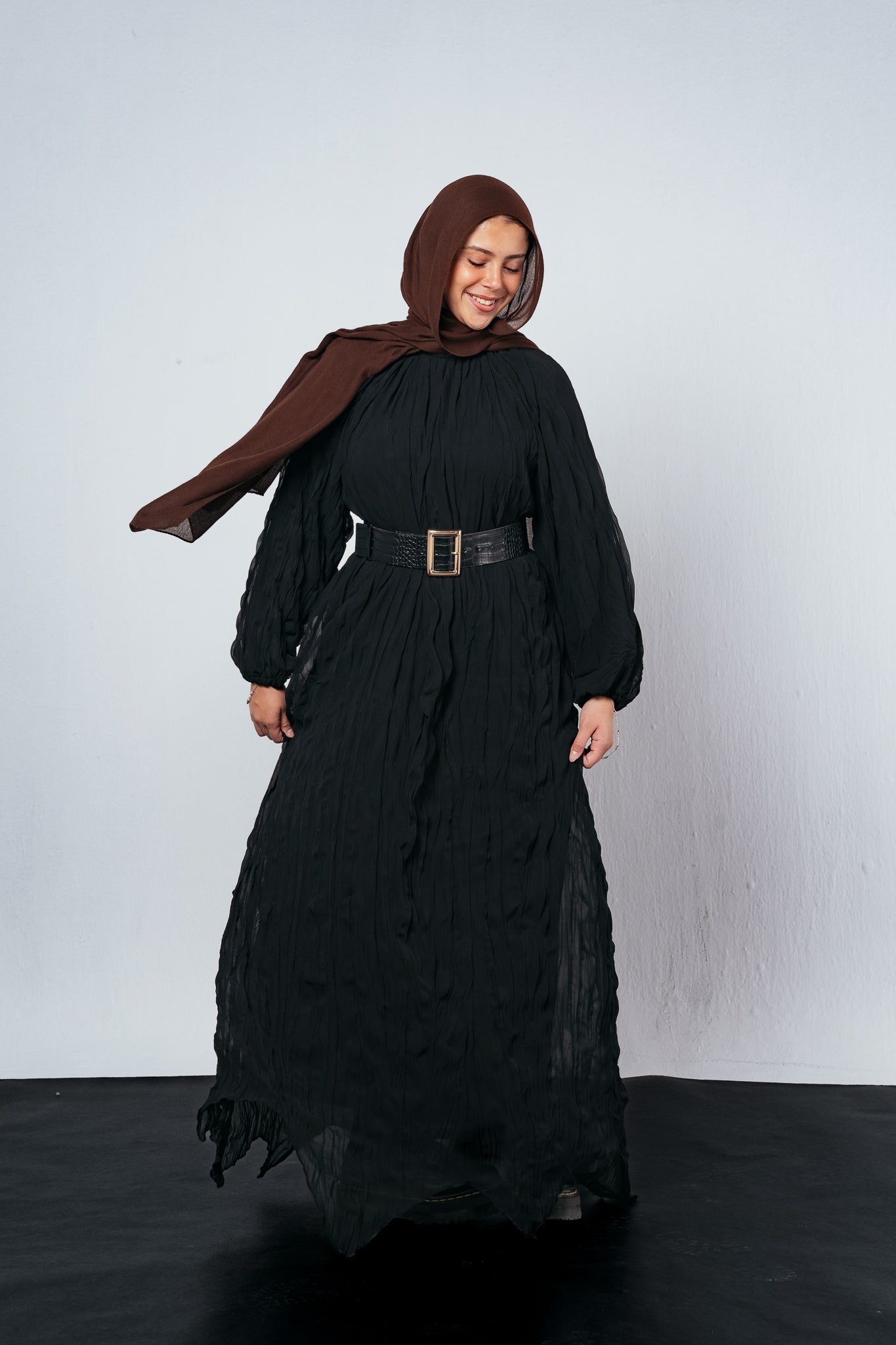 Nazly Crushed Dress in Black