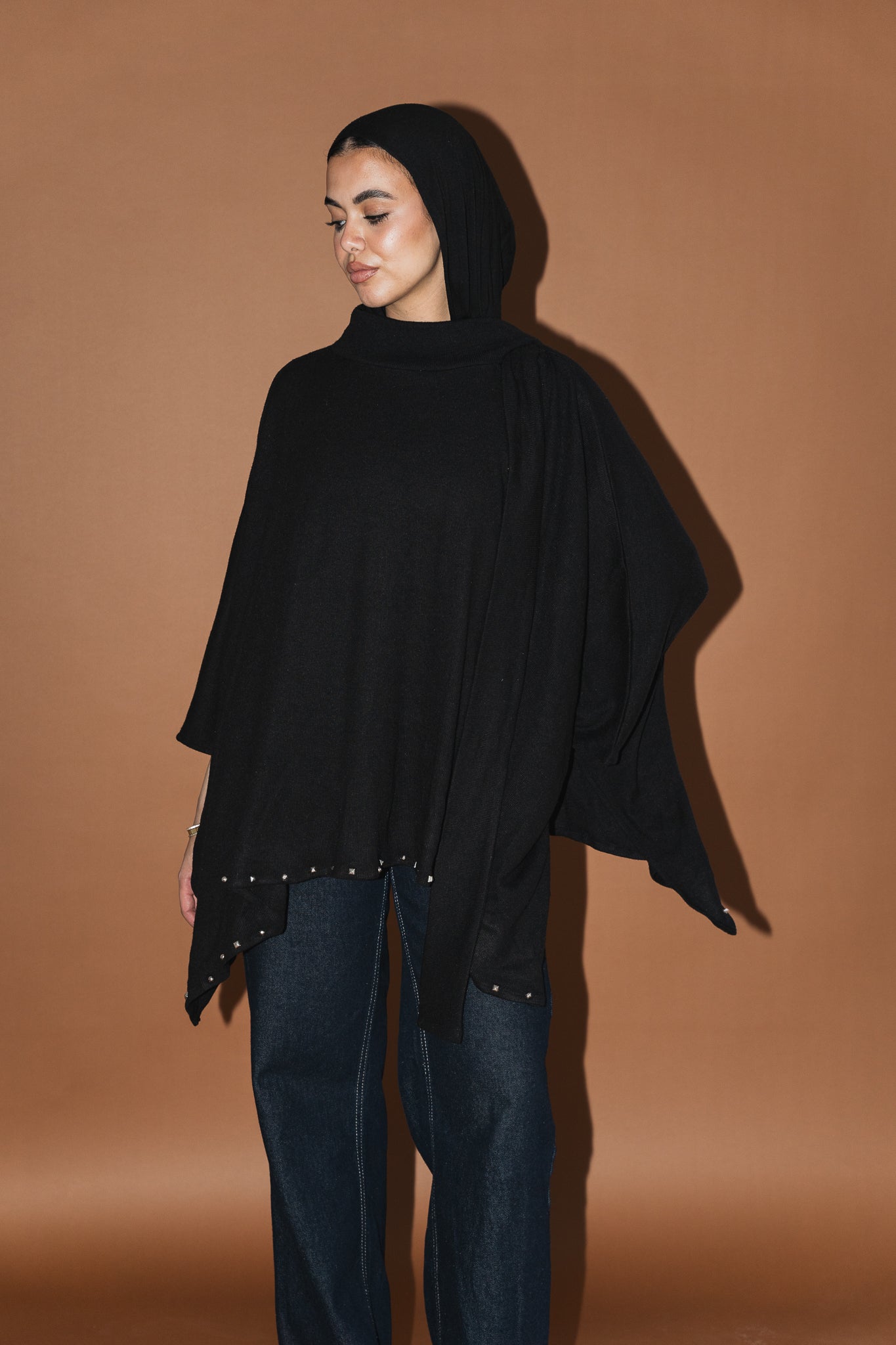 Studded Stardust Cape in Black