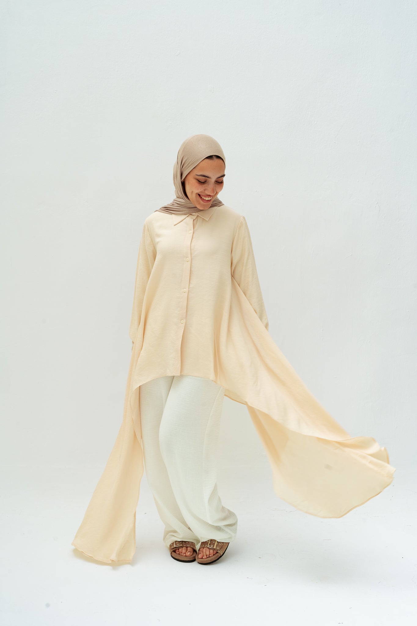 Draped Asymmetrical Top in Cream
