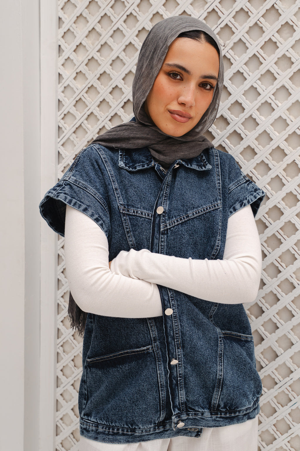 Denim Vest in Dark blue