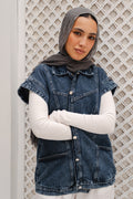Denim Vest in Dark blue