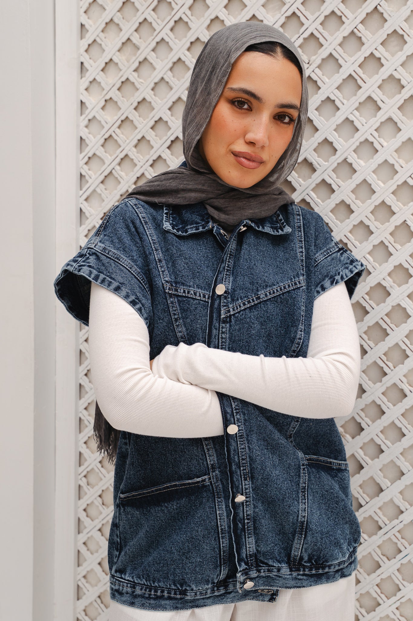 Denim Vest in Dark blue