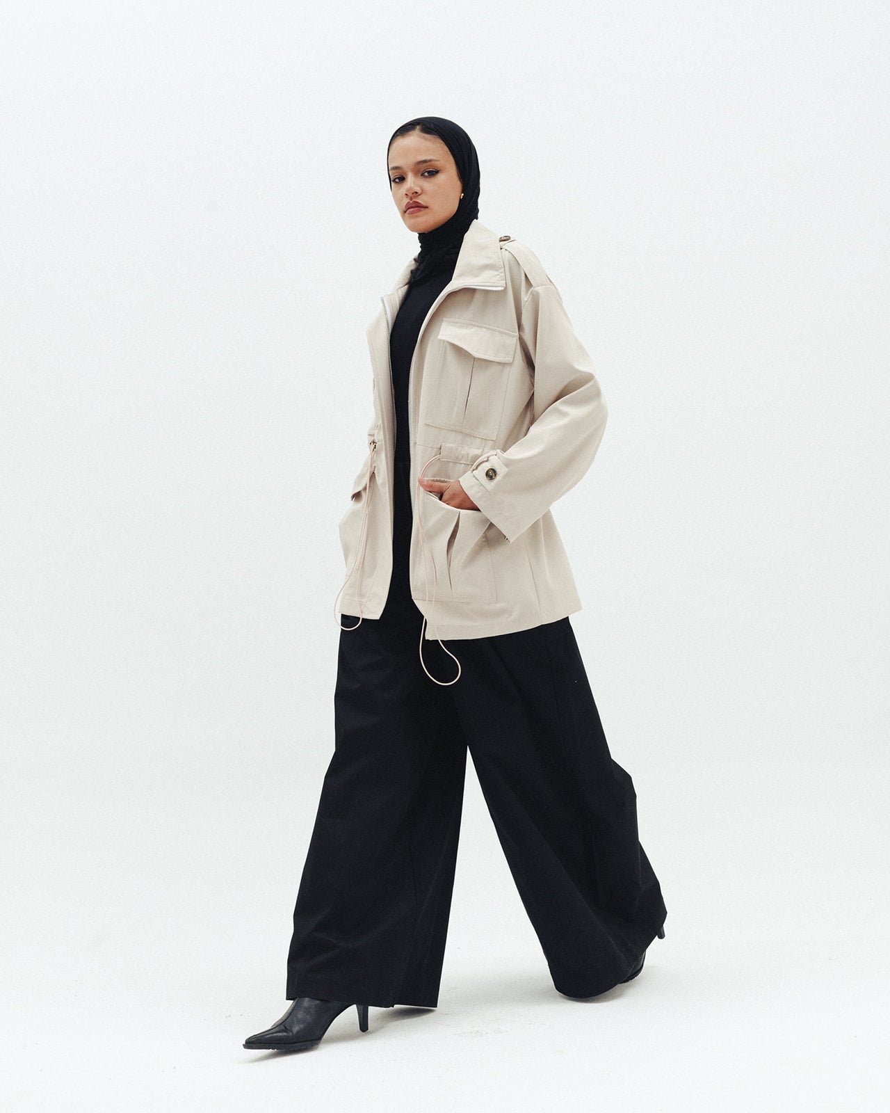 The Drawstring Jacket in Beige