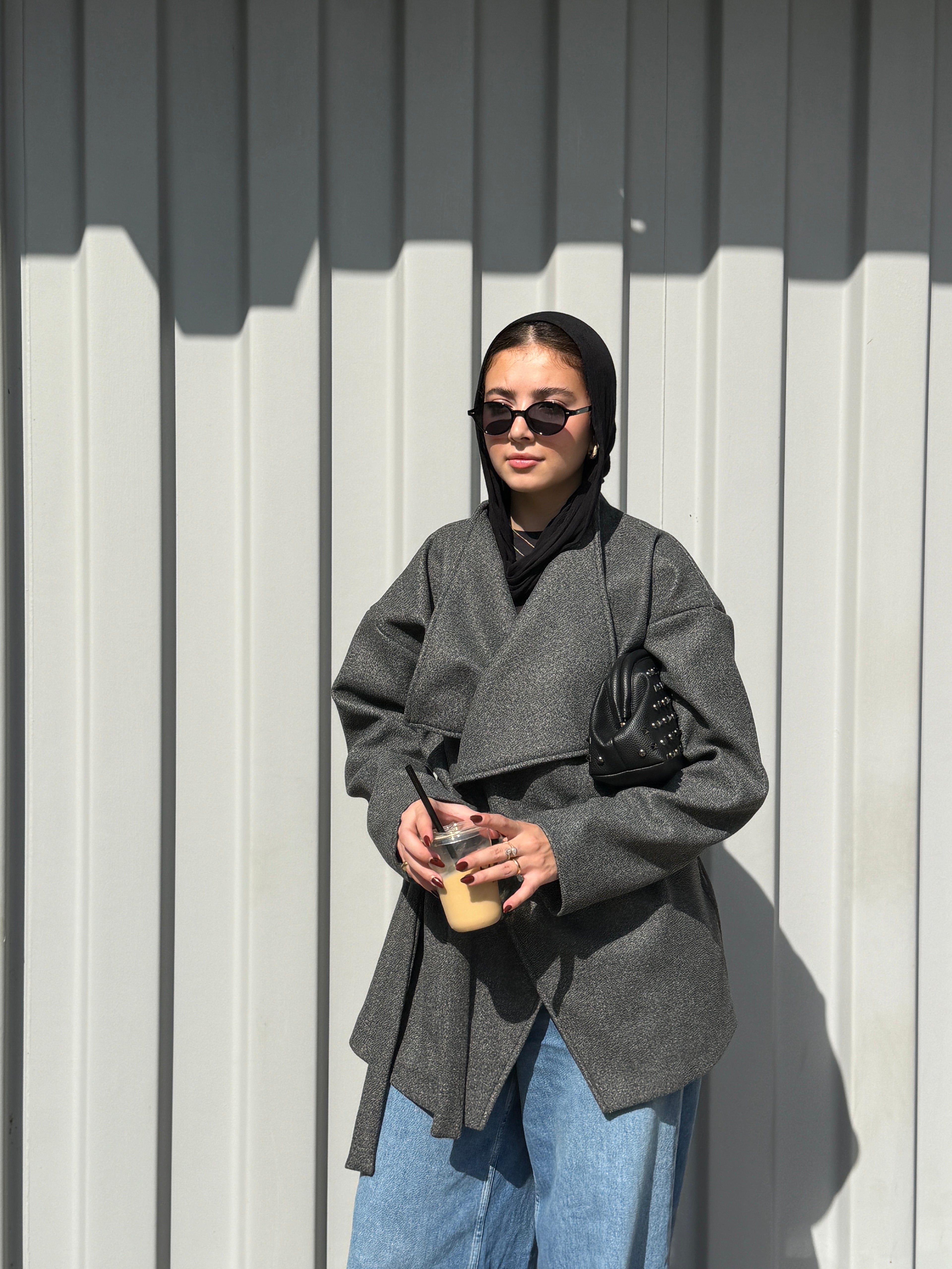 The Wrap Grace Coat in Dark grey