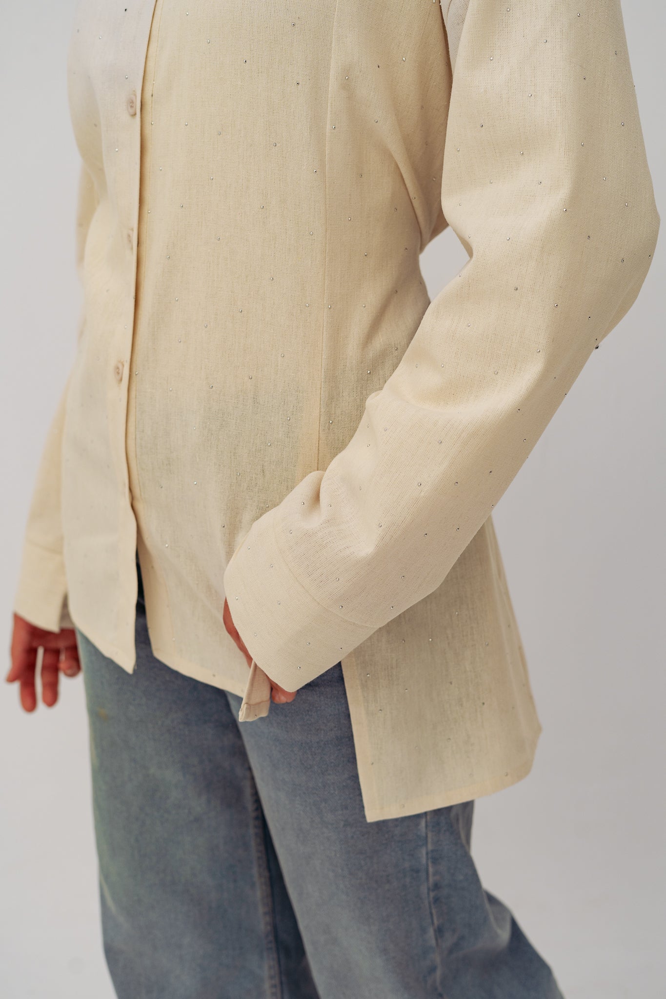 Studded Glam shirt in Beige