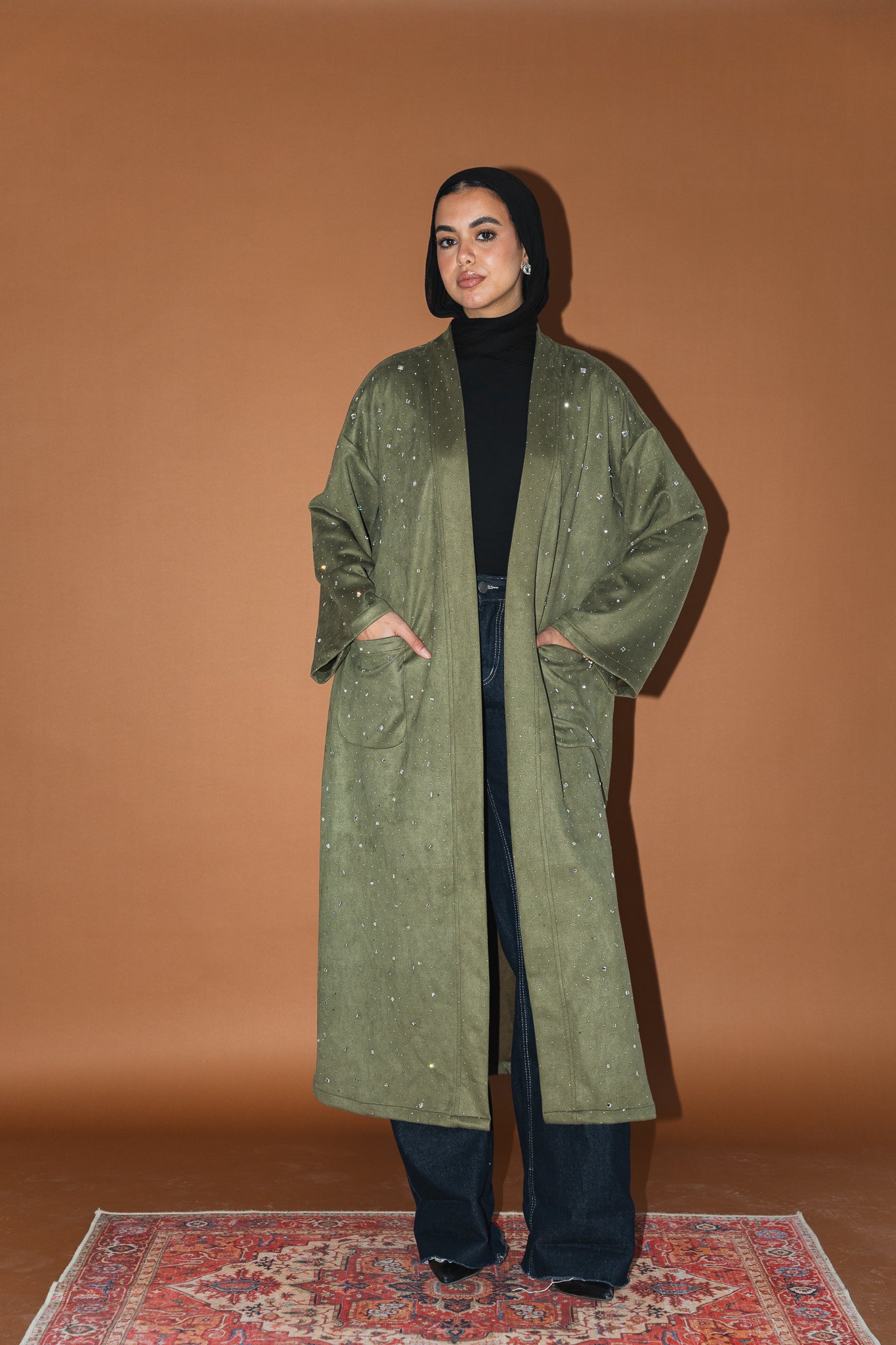 Milky way Stone Cardigan in Olive