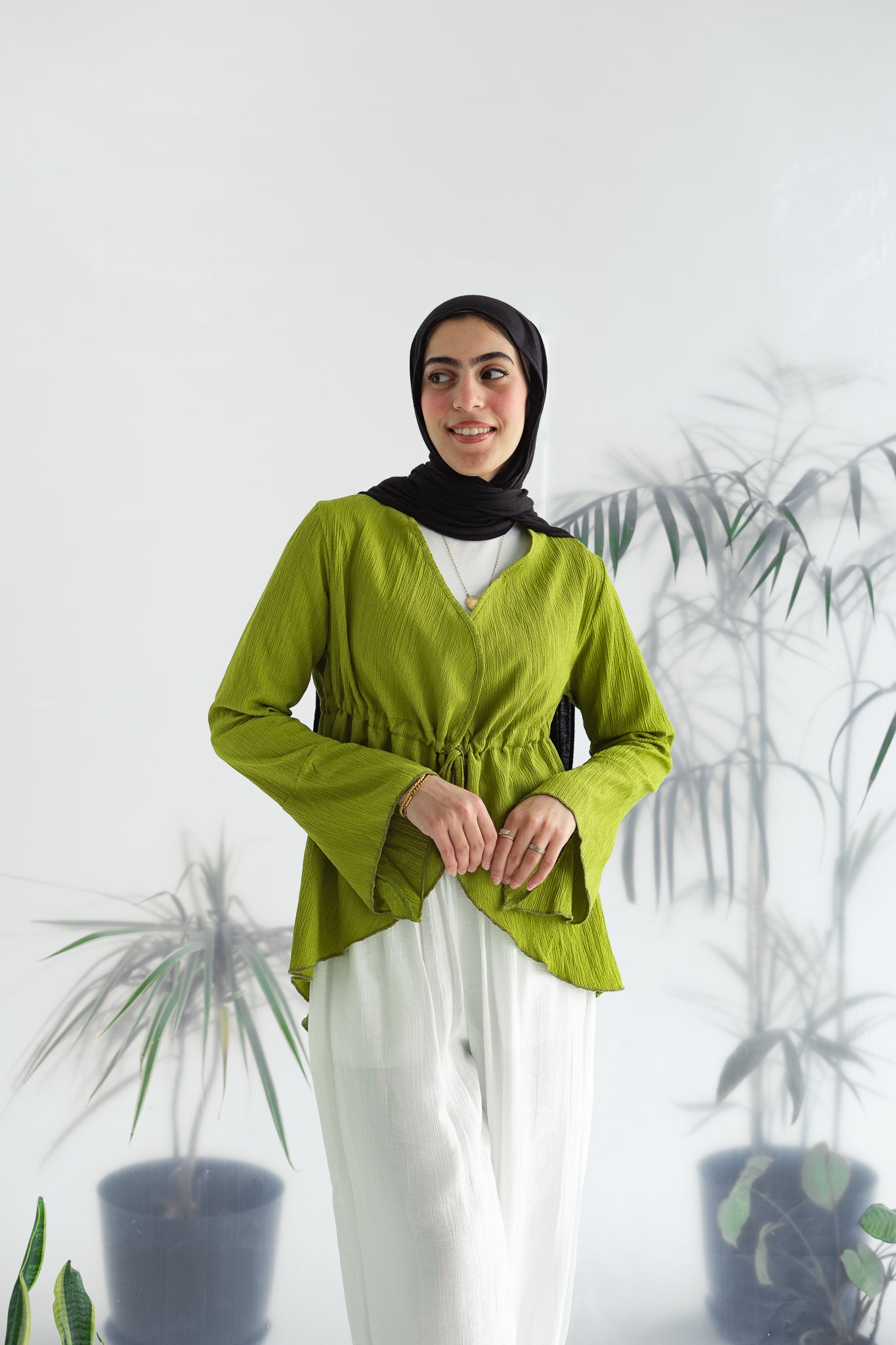 Long celine top in Dark lime