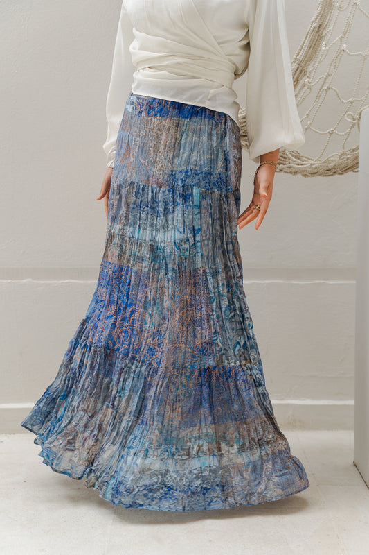 Ocean Waves Crushed Skirt