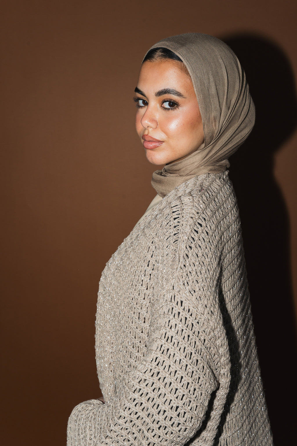 Threads of Charm Cardigan in Shimmer Cafe