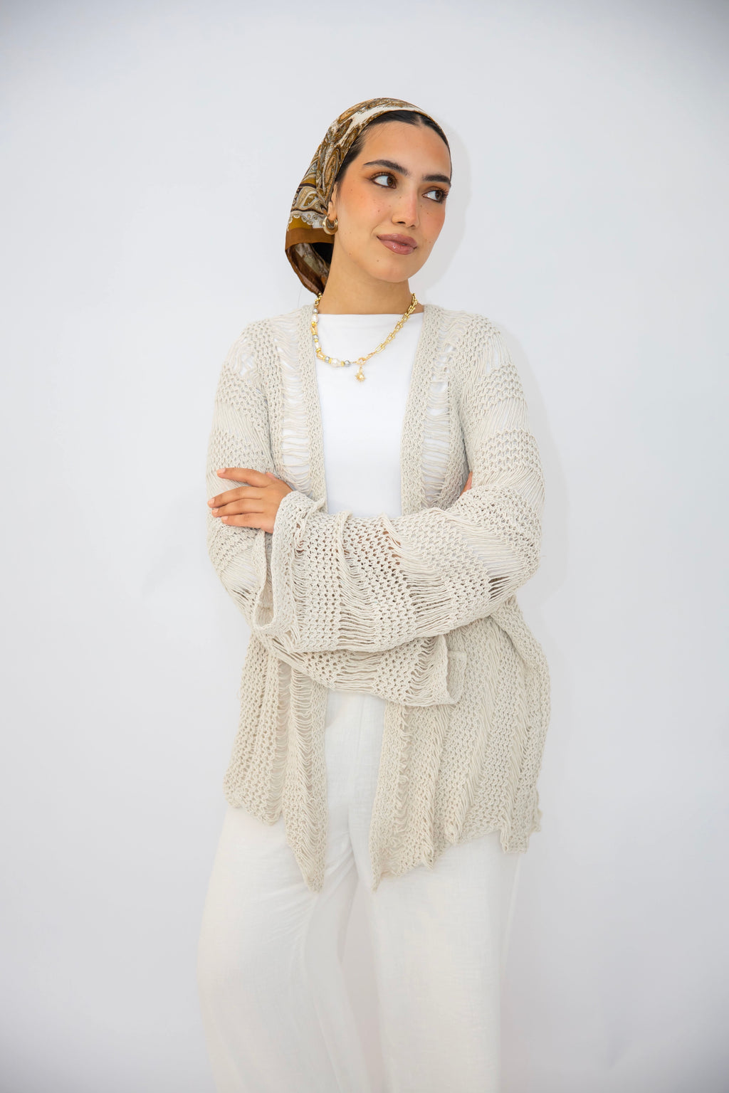 Coastal Crochet Cardigan in Off White
