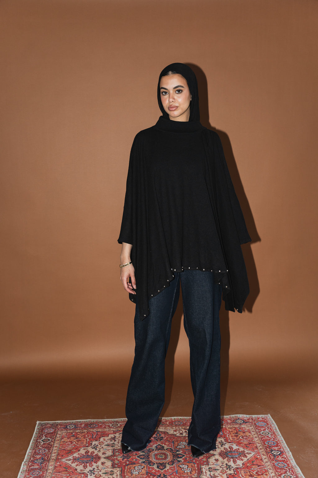 Studded Stardust Cape in Black