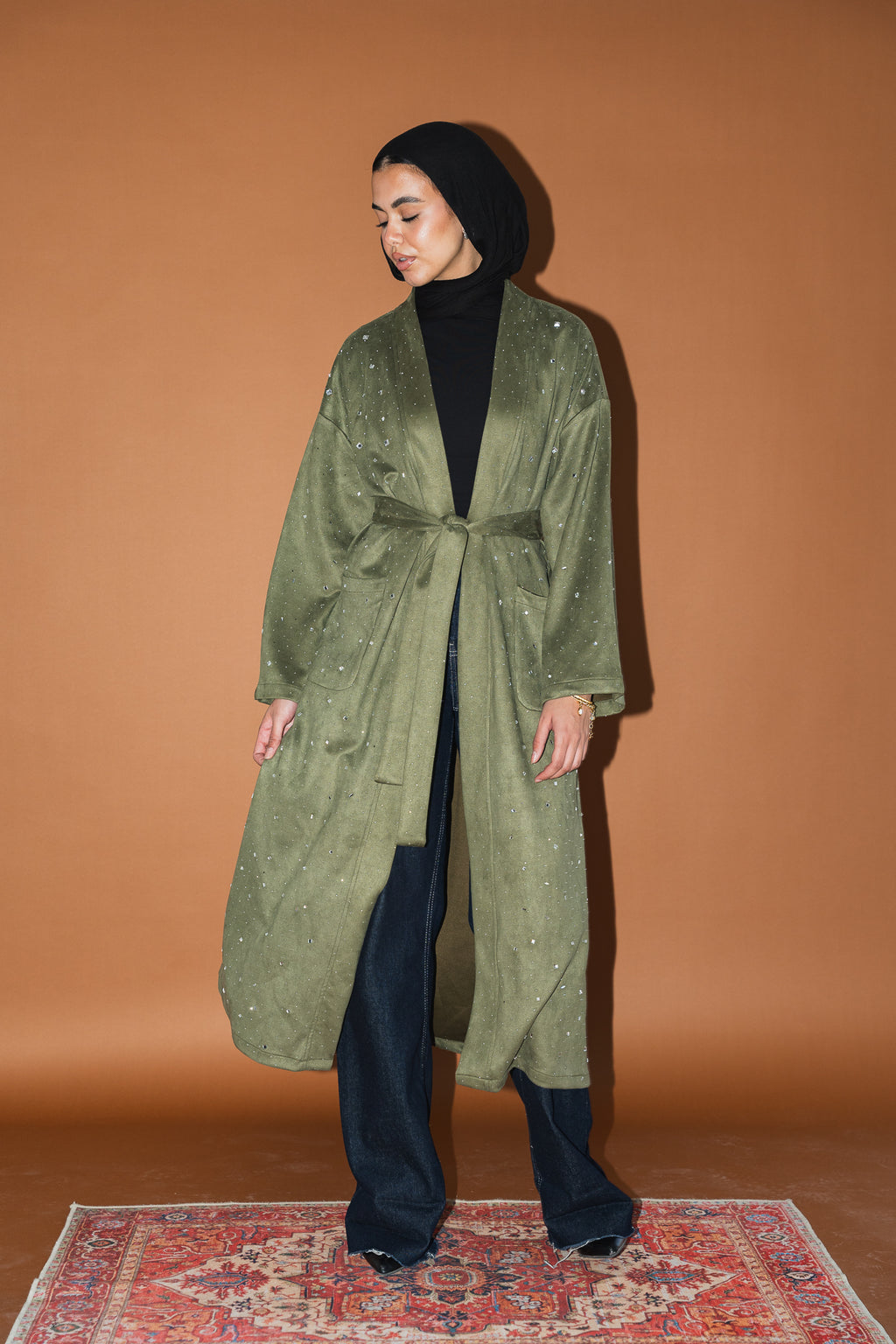 Milky way Stone Cardigan in Olive